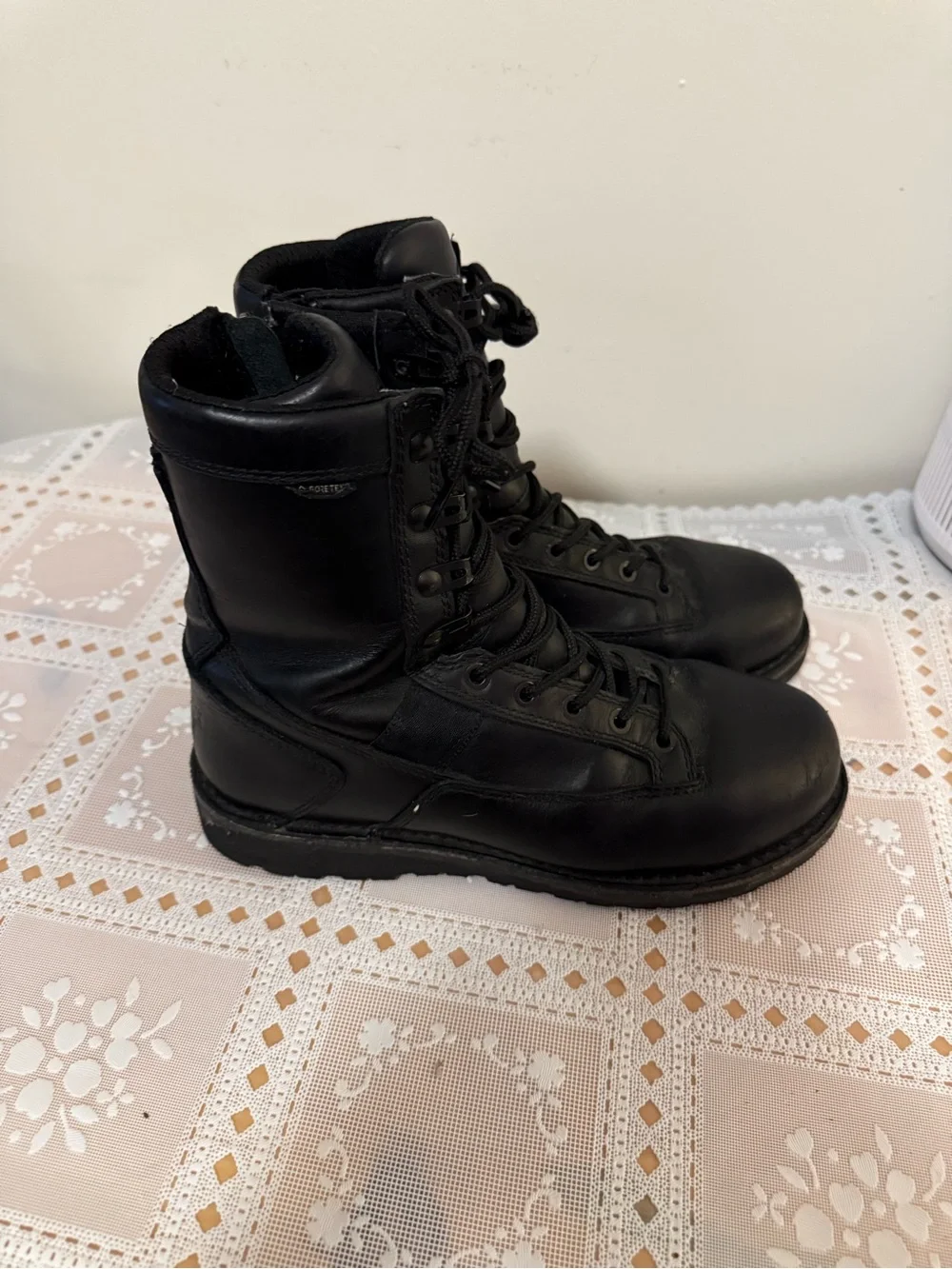 Danner Women's Black Leather Lace-Up Combat Boots